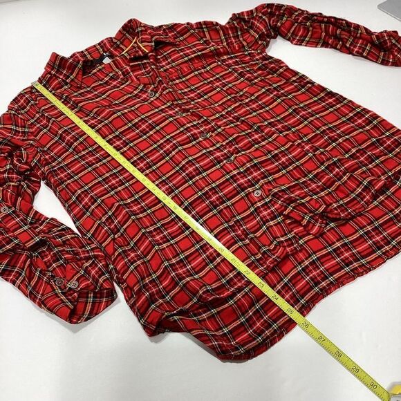 Kut From The Kloth Flannel Print Button Down Red Rayon Women’s Shirt - Picture 5 of 7